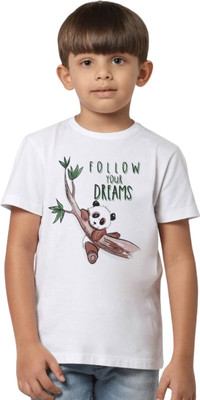 Texman Boys Graphic Print Pure Cotton Regular T Shirt(White, Pack of 1)