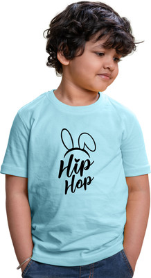 CHOMMBOOKA TREND Boys Typography, Graphic Print Pure Cotton Regular T Shirt(Blue, Pack of 1)