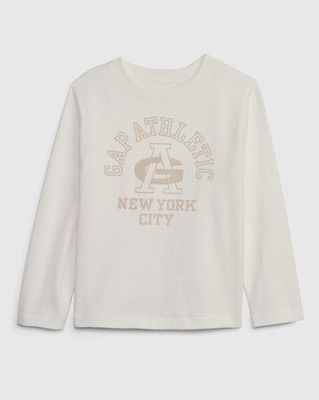 GAP Boys Graphic Print Organic Cotton Oversized T Shirt(White, Pack of 1)