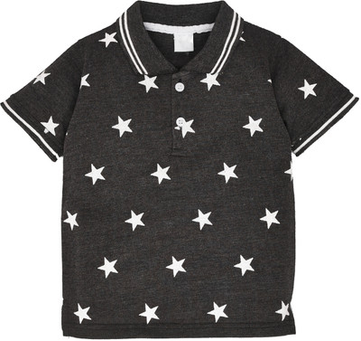 HRIT Boys Printed Cotton Blend Regular T Shirt(Black, Pack of 1)