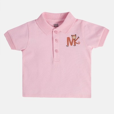 MINI KLUB Baby Boys Solid Pure Cotton Regular T Shirt(Pink, Pack of 1)