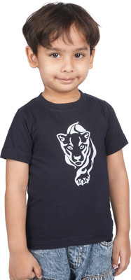 Yellowtoons Boys Printed Cotton Blend Regular T Shirt(Dark Blue, Pack of 1)
