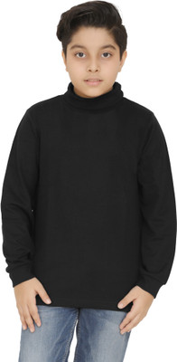 Carlos Boys Solid Polycotton Regular T Shirt(Black, Pack of 1)