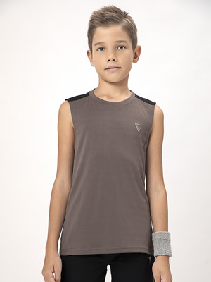 TECHNOSPORT Boys Colorblock Polyester Slim T Shirt(Grey, Pack of 1)