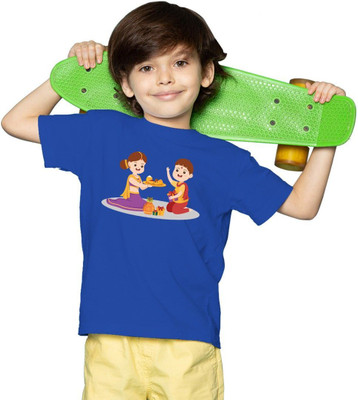 CHOMBOOKA Boys Printed Polyester Oversized T Shirt(Dark Blue, Pack of 1)