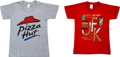 Vivin Collection Boys Graphic Print Pure Cotton Regular T Shirt(Multicolor, Pack of 2)