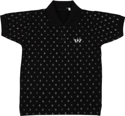 NeuVin Boys Printed Cotton Blend Regular T Shirt(Black, Pack of 1)