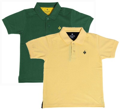 NeuVin Boys Self Design Cotton Blend T Shirt(Multicolor, Pack of 2)