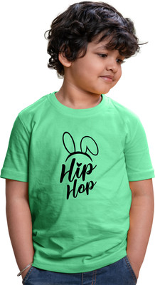 CHOMBOOKA Boys Typography, Graphic Print Pure Cotton Regular T Shirt(Green, Pack of 1)
