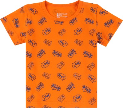 BodyCare Baby Boys Printed Cotton Blend T Shirt(Orange, Pack of 1)