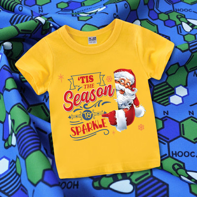 MOMS DESIRE Baby Boys & Baby Girls Self Design Cotton Blend Regular T Shirt(Yellow, Pack of 1)
