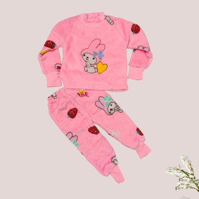 Minicaptain Baby Boys & Baby Girls Cartoon Wool Blend Regular T Shirt(Pink, Pack of 2)