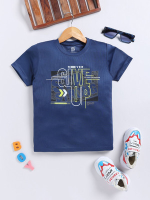 HRX by Hrithik Roshan Boys Printed Polyester Regular T Shirt(Blue, Pack of 1)