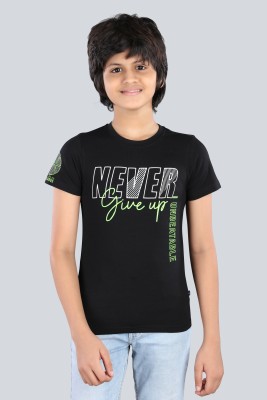 3PIN Boys Printed Pure Cotton T Shirt(Black, Pack of 1)