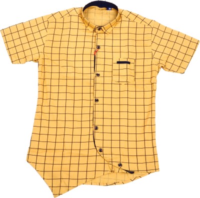 rayie collection Boys Checkered Casual Yellow Shirt