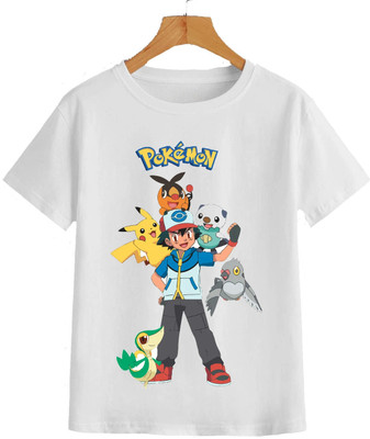 MAADHAV FASHIONS Boys & Girls Typography, Cartoon, Printed, Graphic Print Polyester Regular T Shirt(White, Pack of 1)