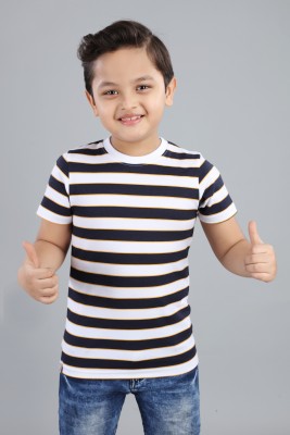 3PIN Boys Striped Pure Cotton T Shirt(Multicolor, Pack of 1)