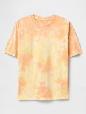 GAP Boys Tie & Dye Organic Cotton Oversized T Shirt(Orange, Pack of 1)