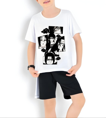 Anu Baby Boys Printed Polyester Regular T Shirt(White, Pack of 1)