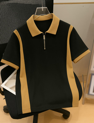 Try This Boys Colorblock Cotton Blend Regular T Shirt(Black, Brown, Pack of 1)