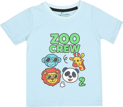 Nikhilclothes Baby Boys Graphic Print Pure Cotton Regular T Shirt(Light Blue, Pack of 1)