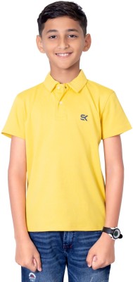 one sky Boys Solid Pure Cotton T Shirt(Yellow, Pack of 1)