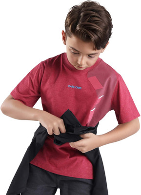 Rare Ones Boys Graphic Print Cotton Blend Regular T Shirt(Red, Pack of 1)