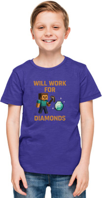 Printabulous Boys & Girls Printed Pure Cotton Regular T Shirt(Blue, Pack of 1)