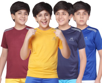 MIST N FOGG Boys Solid Polyester Regular T Shirt(Multicolor, Pack of 4)