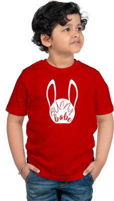 CHOMMBOOKA TREND Boys Graphic Print Pure Cotton Regular T Shirt(Red, Pack of 1)