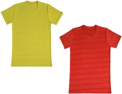 KAVYA Boys Striped Polyester T Shirt(Multicolor, Pack of 2)