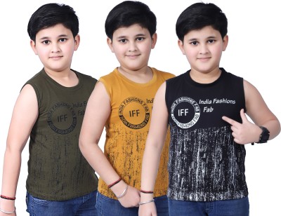 INDIA FASHION FAB Boys Printed Pure Cotton T Shirt(Multicolor, Pack of 3)