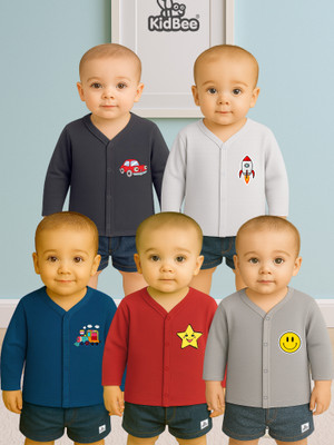 KidBee Baby Boys & Baby Girls Printed Cotton Blend Regular T Shirt(Multicolor, Pack of 5)