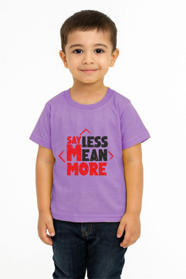 GROWWEARS Boys Typography Cotton Blend Regular T Shirt(Purple, Pack of 1)