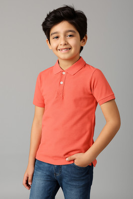 PROVOGUE Boys Solid Cotton Blend Slim T Shirt(Pink, Pack of 1)