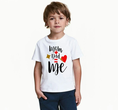 KPPRINT Boys Printed Cotton Blend Regular T Shirt(White, Pack of 1)