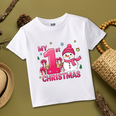 MOMS DESIRE Baby Boys & Baby Girls Self Design Cotton Blend Regular T Shirt(White, Pack of 1)