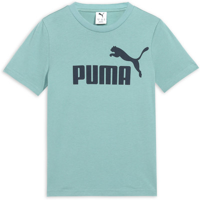 PUMA Boys Solid, Printed Cotton Blend Regular T Shirt(Grey, Pack of 1)