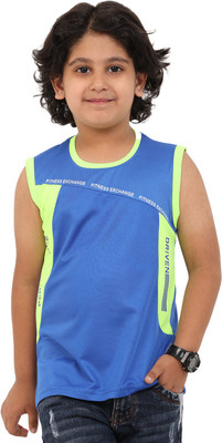 FTX Boys Colorblock Polyester Regular T Shirt(Dark Blue, Pack of 1)