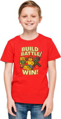 Printabulous Boys & Girls Printed Pure Cotton Regular T Shirt(Red, Pack of 1)