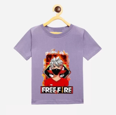 HouseOfCommon Boys Printed Polyester Regular T Shirt(Purple, Pack of 1)