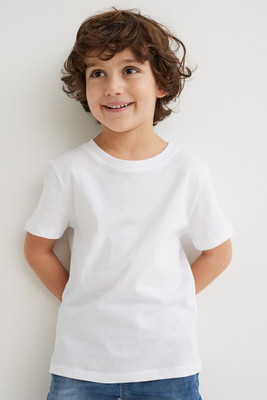 BHARATFAS Boys & Girls Solid Polycotton Regular T Shirt(White, Pack of 1)