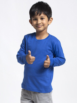 FRISKERS Baby Boys Solid Pure Cotton Regular T Shirt(Blue, Pack of 1)