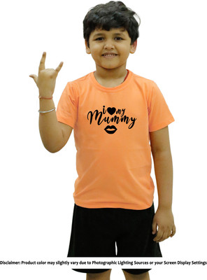 CHOMMBOOKA TREND Boys & Girls Typography Pure Cotton Regular T Shirt(Orange, Pack of 1)