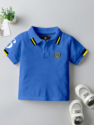 Codez Boys Embroidered Cotton Blend Regular T Shirt(Blue, Pack of 1)