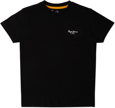 Pepe Jeans Boys Graphic Print Pure Cotton Regular T Shirt(Black, Pack of 1)
