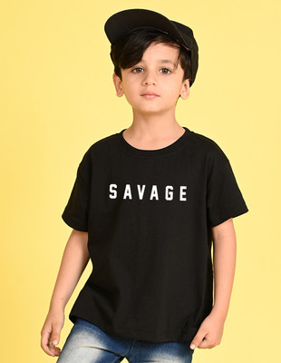 Nusyl Boys Graphic Print Cotton Blend Oversized T Shirt(Black, Pack of 1)