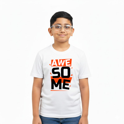 R and S Creations Boys & Girls Printed Pure Cotton Regular T Shirt(Black, Pack of 1)