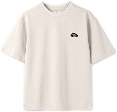 Alan Jones Boys Solid Cotton Blend Oversized T Shirt(Grey, Pack of 1)