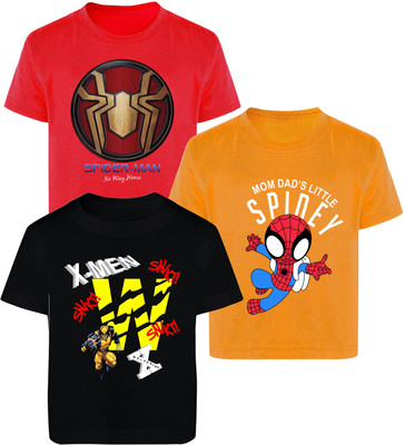 YK Marvel Boys Printed Cotton Blend Regular T Shirt(Multicolor, Pack of 3)